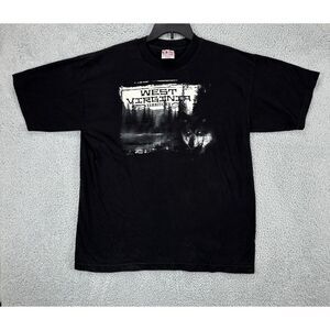 VINTAGE Bayside West Virginia T-Shirt Mens XL Black Tee Short Sleeve Made In USA